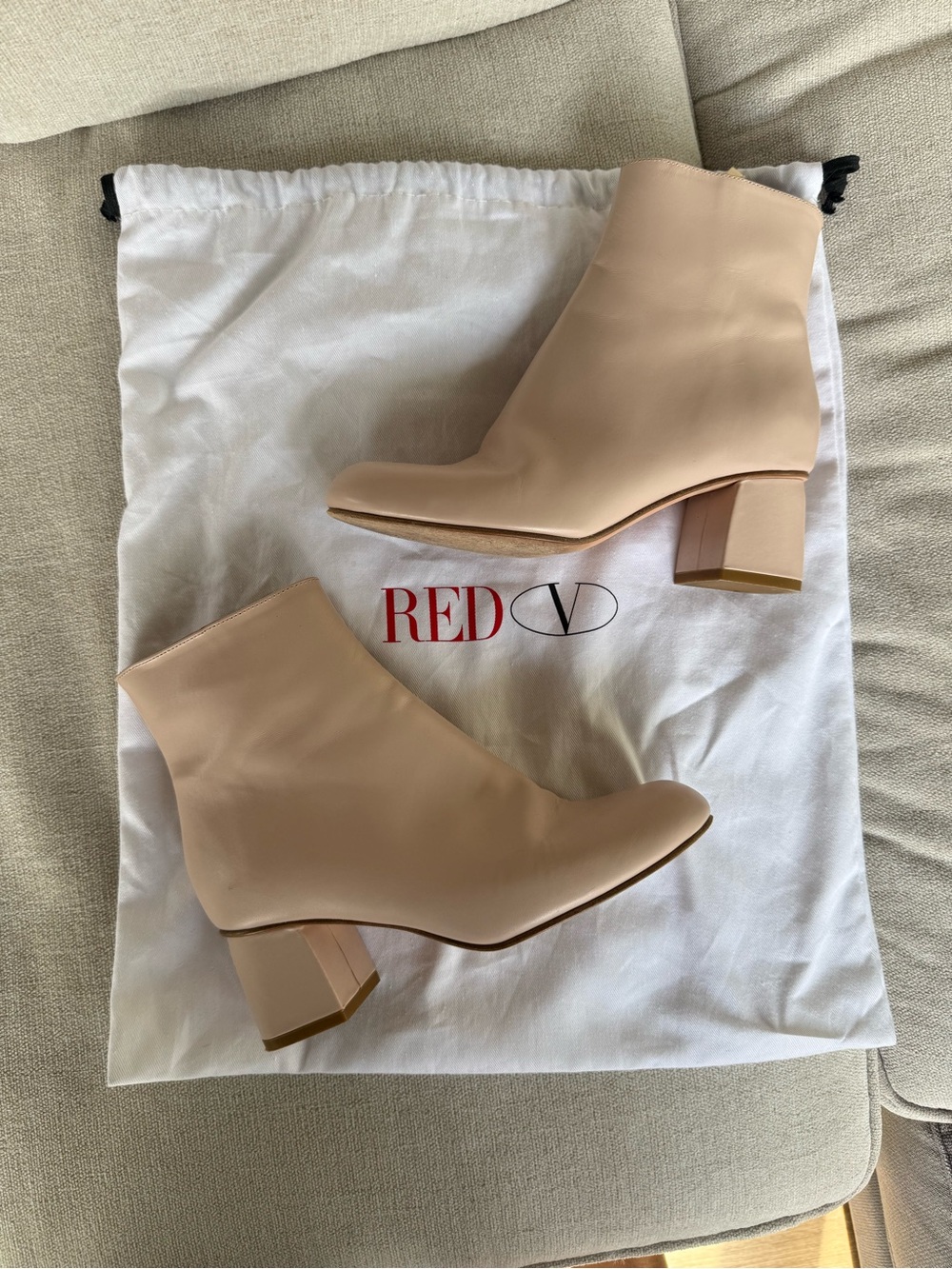 Red Valentino Peach/Nude Block Heel Ankle Boots